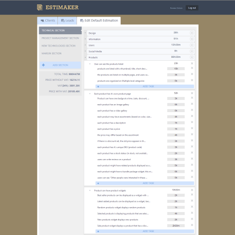 Estimaker - Time Estimation Tool